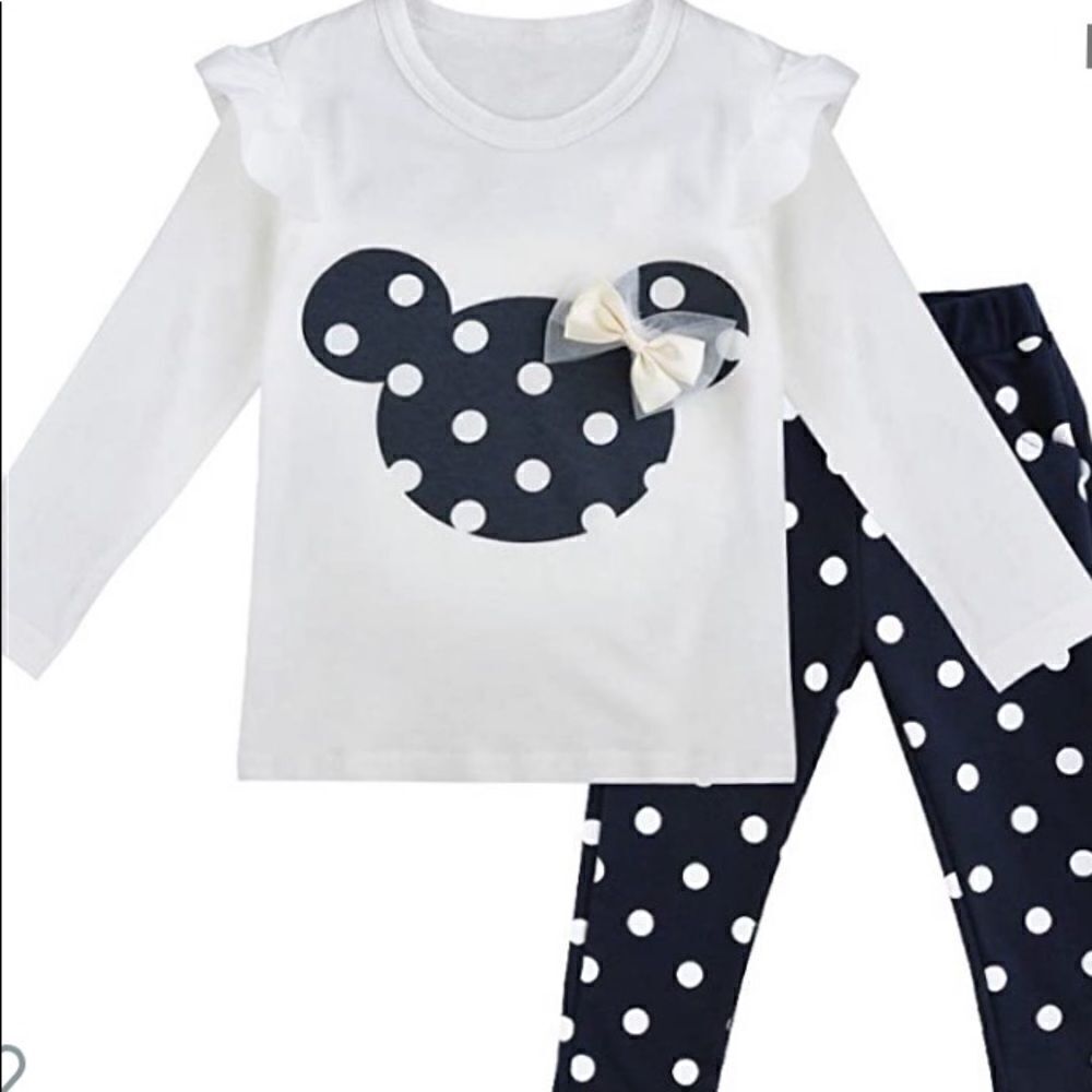 NWT MINNIE MOUSE OUTFIT NAVY AND WHITE PANTS SET
